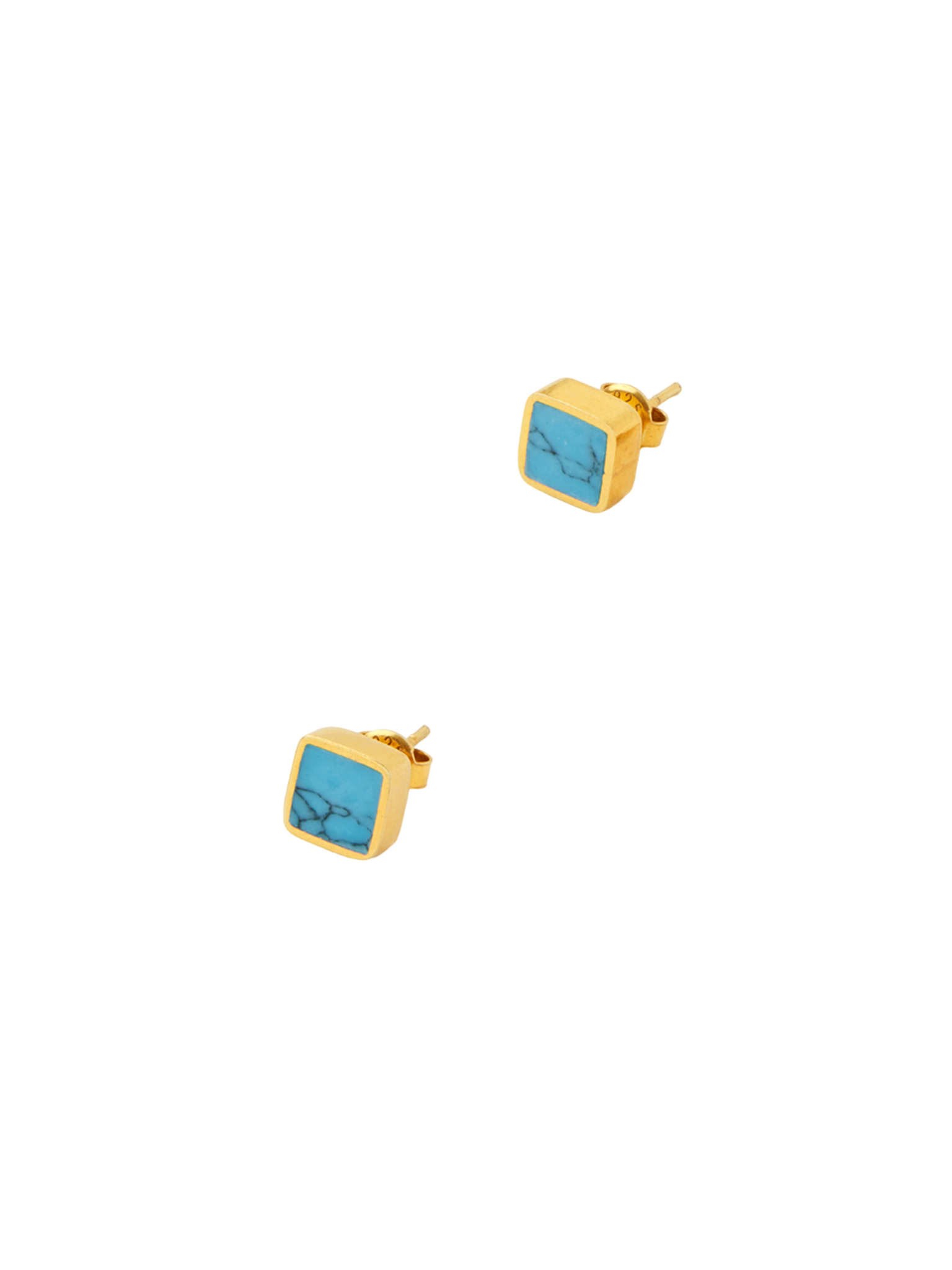 18kt gold vermeil pstm afghanistan turquoise square studs